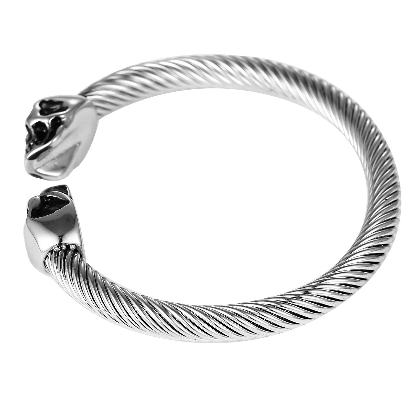 DonDon Bracciale-Anello Acciaio Inox con Teschio