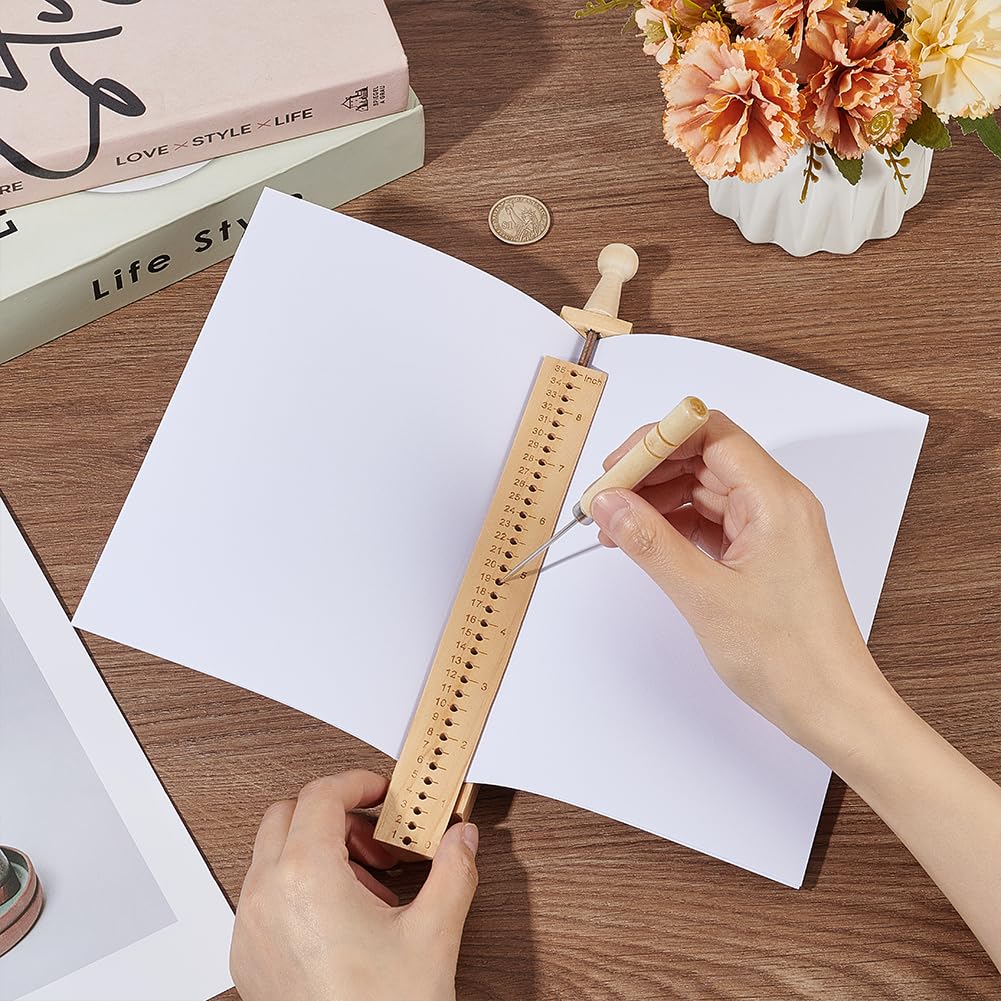 Kit Per Rilegatura Libri Fai Da Te - Culla In Legno Con Punteruolo Per Notebook, Riviste, Planner - Foto 7