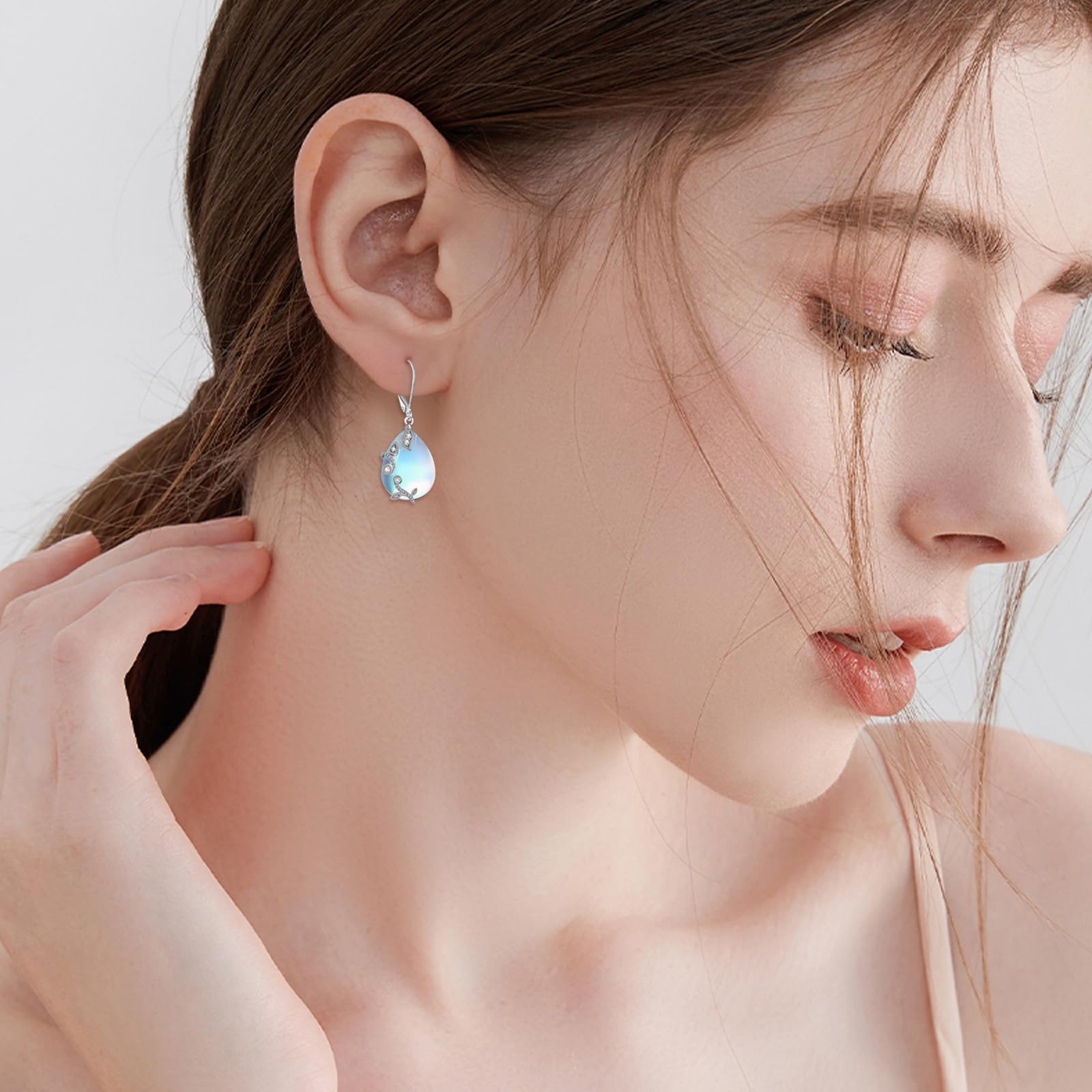 Filigrane Mondstein Ohrringe für Damen Mädchen 925 Sterling Silber Tropfenf Mondstein Ohrringe Schmuck Geschenk für Frauen Mutter Tochter