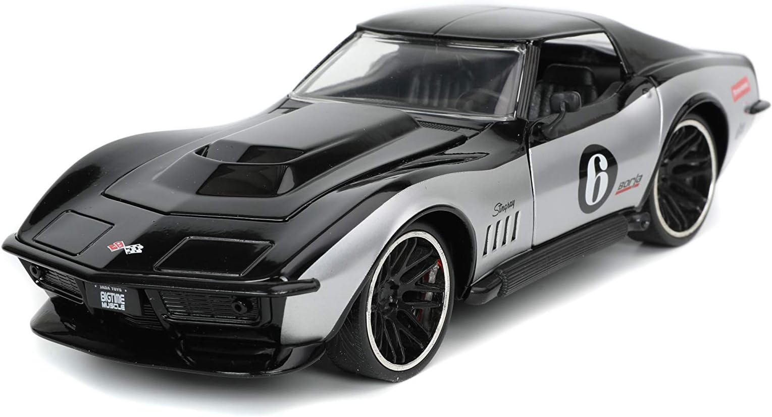 Toys Bigtime Muscle 1:24 1969 Chevy Corvette Stingray Die-cast Black, Toys for Kids and Adults