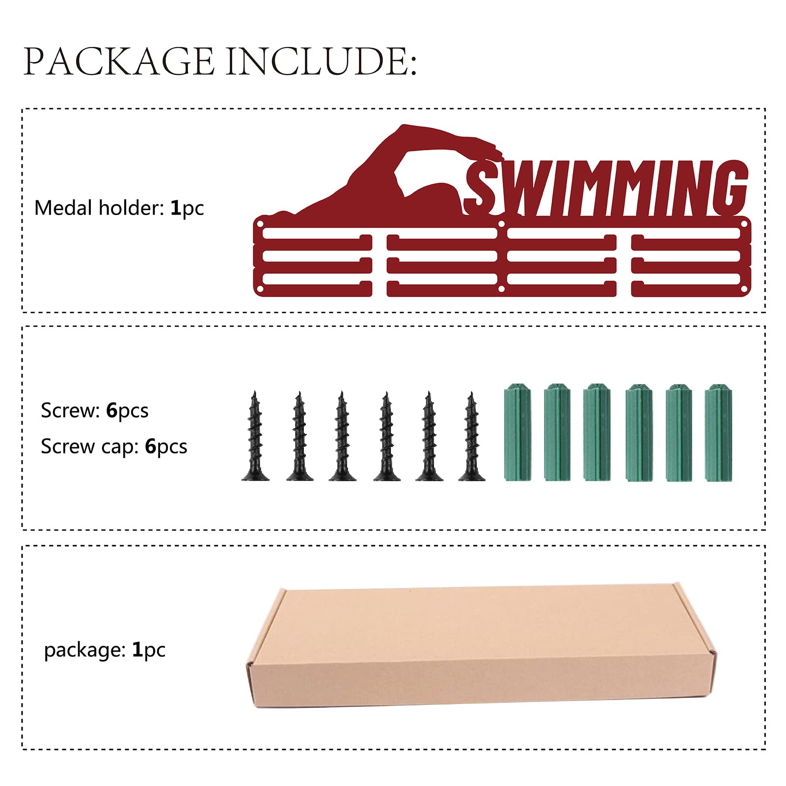 Porta Medaglie In Ferro CREATCABIN | Per Nuoto E Sport | Fino A 60 Medaglie | 29x13cm | Montaggio A Parete - Foto 11