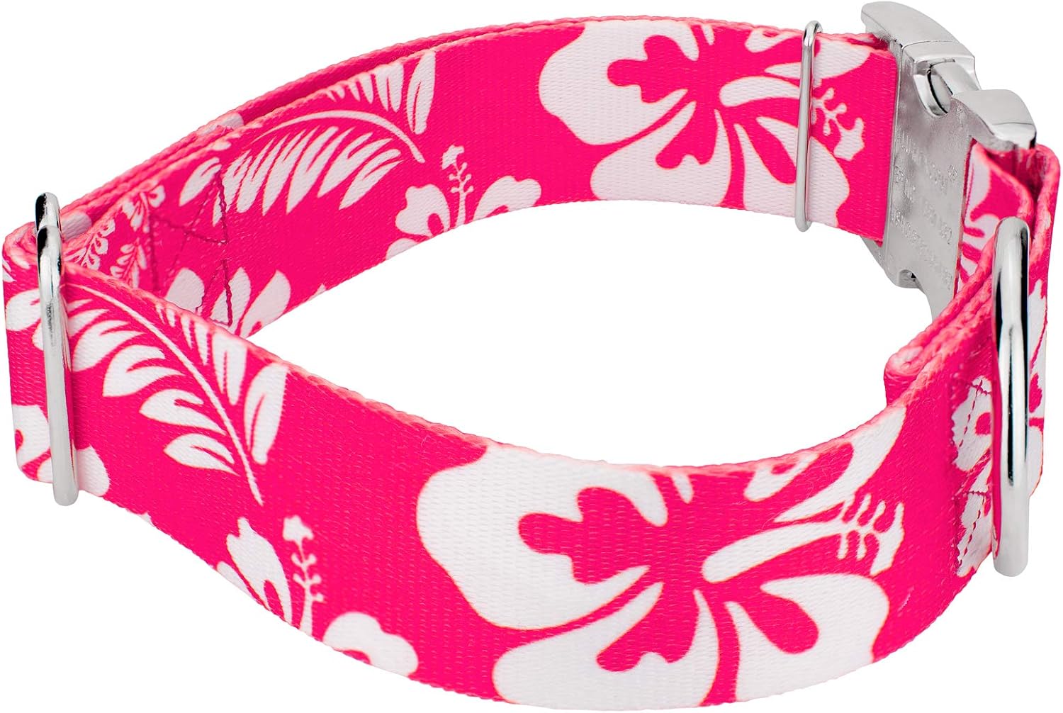 Country Brook Petz - HossFit Jr Wide Premium Dog Collar - Summer Breeze Collection Featuring Sunny Designs (Pink Hawaiian, Extra Large)