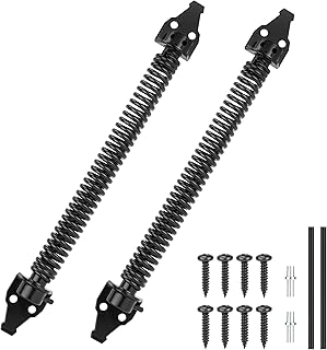 SANKINS 14" Gate Spring Self Closing Heavy Duty Outdoor Door Spring Automatic Metal Gate Closure Hardware with Adjustable Tool for Wooden and Vinyl Fence, Black, 2 Pcs