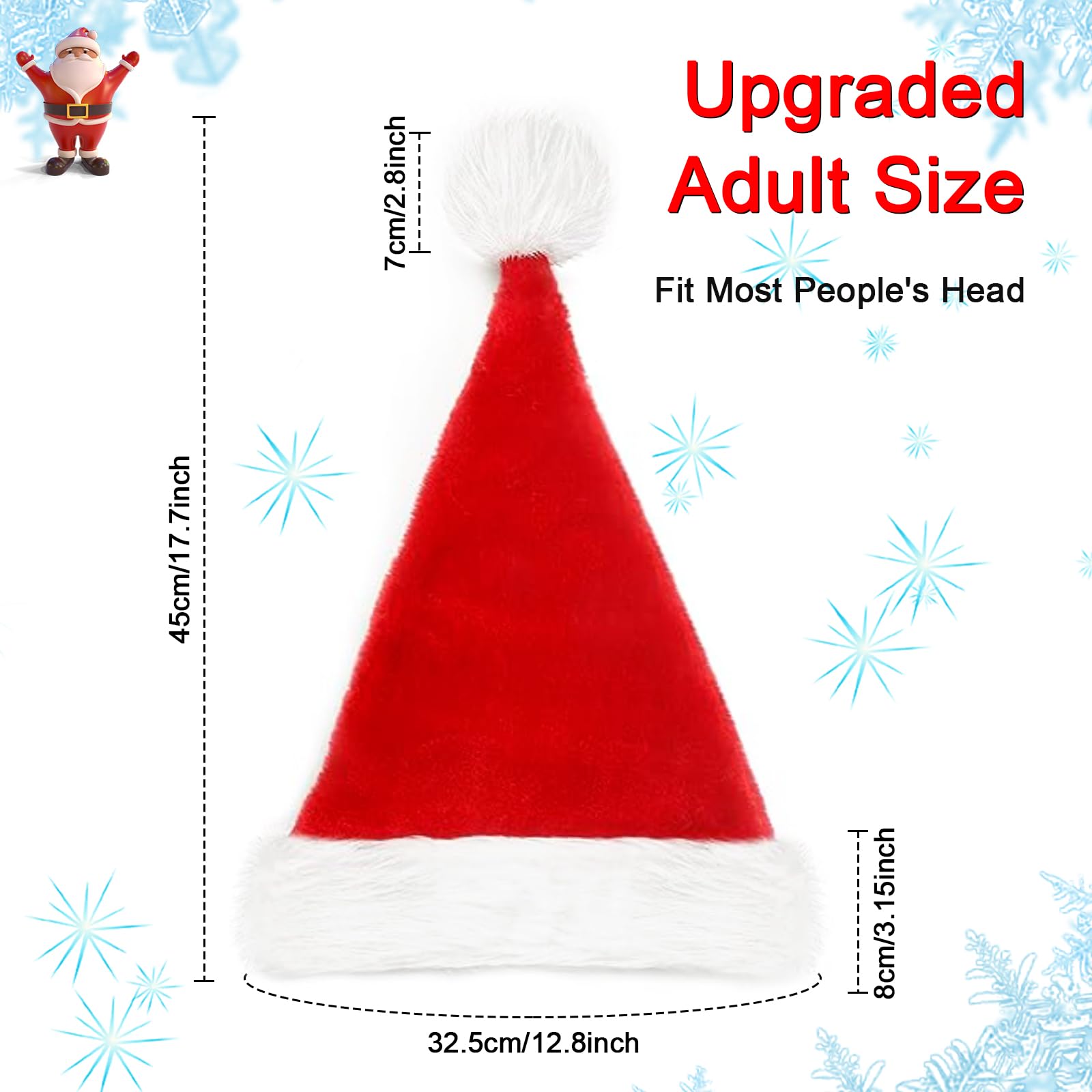GHONLZIN 2 Pieces Christmas Santa Hat for Adults Comfort Traditional Unisex Plush Velvet Extra Thick for Christmas New Year Party Supplies - Image 2