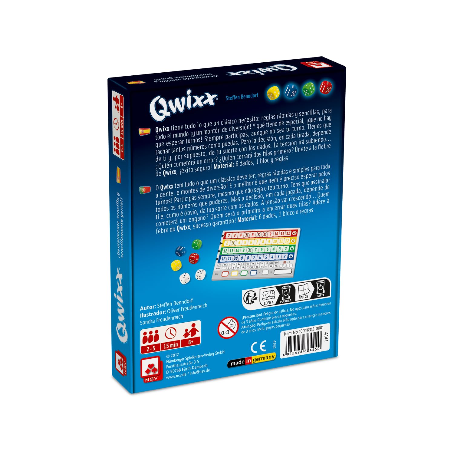 NSV QWIXX. Gioco di dadi e strategia mentale. Edizione spagnola.