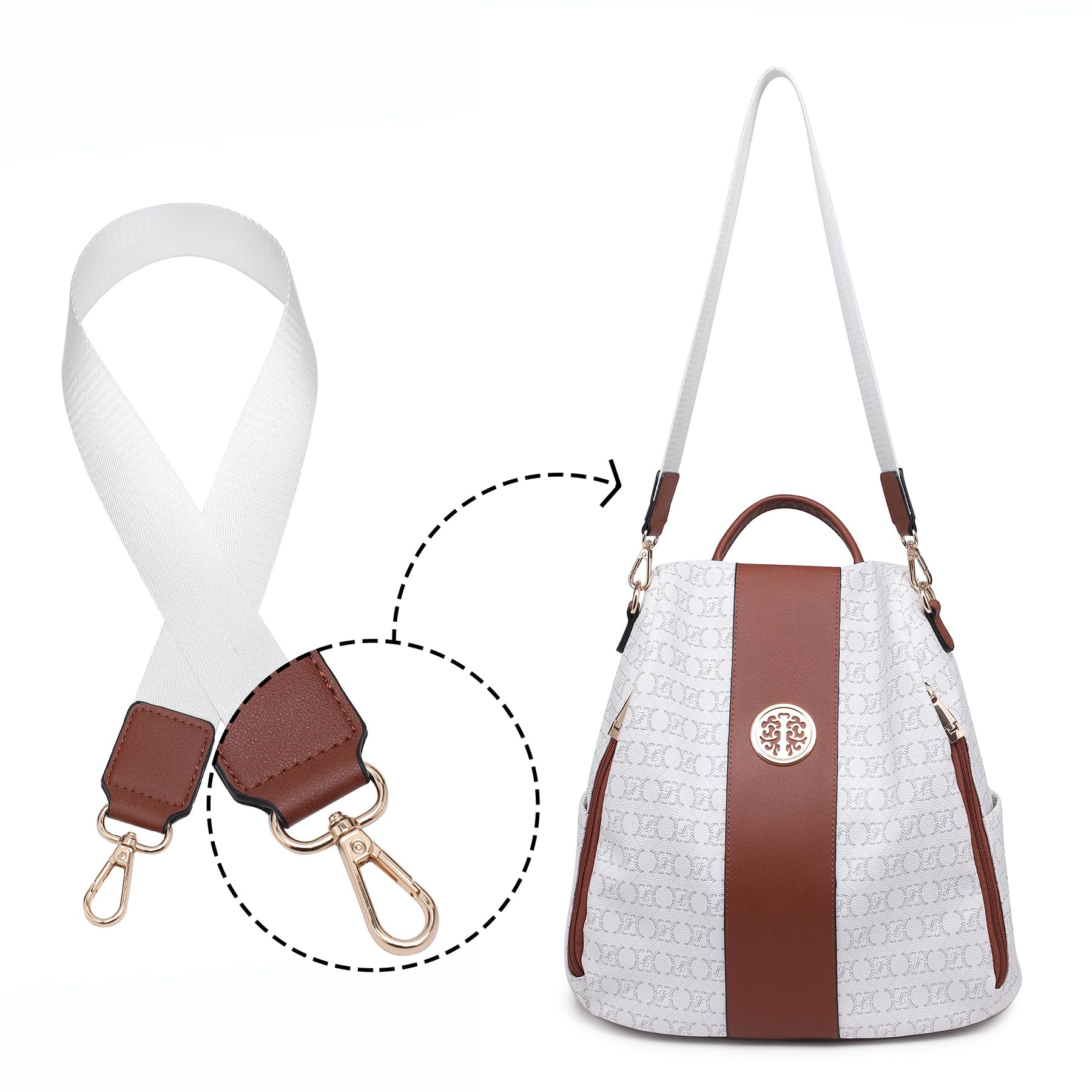 MKP COLLECTION Modischer Damen-Rucksack, Geldbörse, mehrere Taschen, Anti-Diebstahl-Rucksack, Reise-Umhängetasche, Handtaschen-Set, 2-teilig