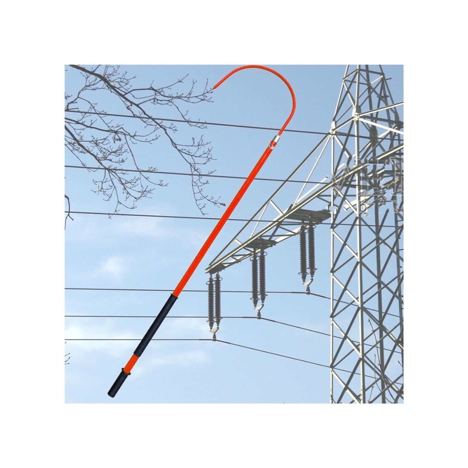 GTHTUHFD High-Voltage Rescue Hook With 3, 5, 6, 10 Foot Long Epoxy-Insulated Pole, Insulated Rescue Hook 10 Kv 35 Kv 110 Kv For Electric Shock Protection, Electric Vehicles, Elect,Red-1M/39.4IN/3.3FT
