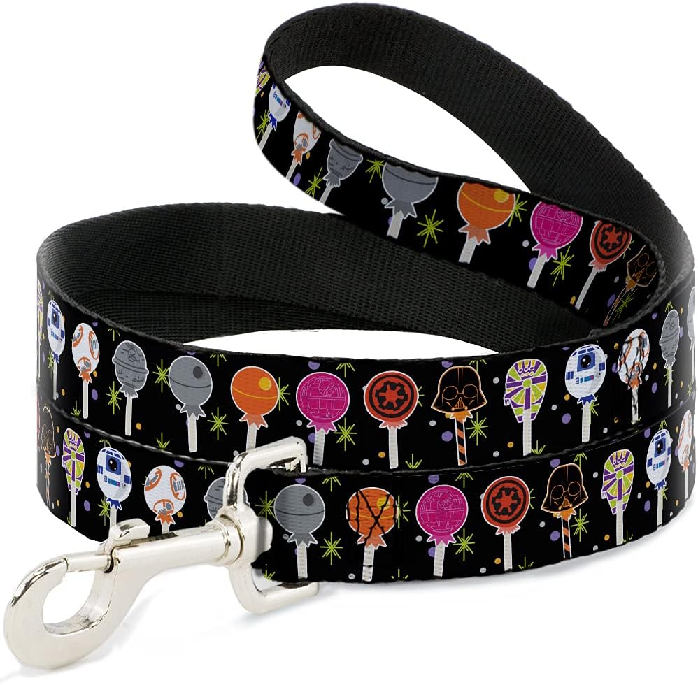 Star Wars Pet Leash, Dog Leash, Star Wars Festive Lollipop Icons Multi Color, 4 Feet Long 1.5 Inch Wide