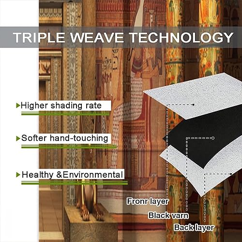 Miniatura 7 de Cortinas egipcias con frescos egipcios en la pared, tumba, sala de estar, dormitorio, cortinas decorativas opacas con reducción de ruido, juego de 2