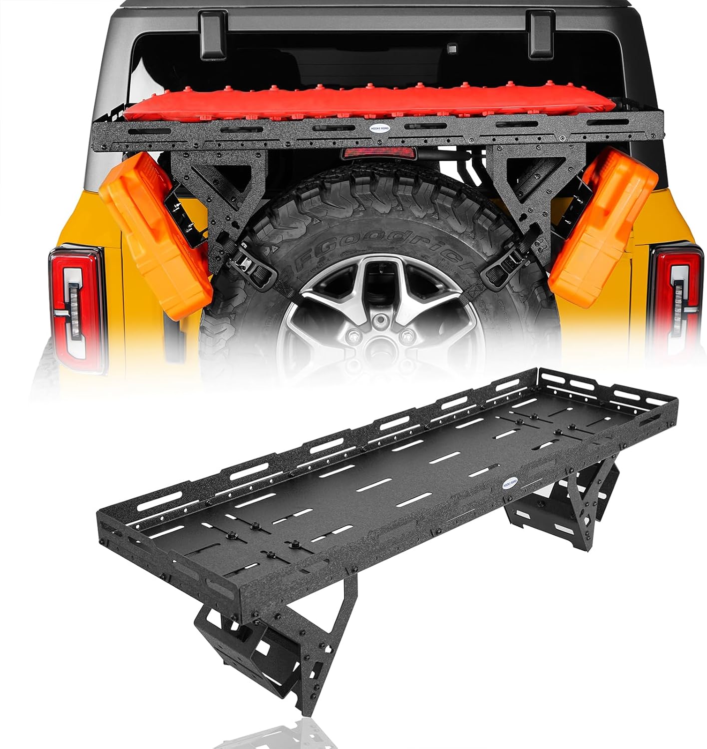 Hooke Road Universal Spare Tire Cargo Rack Basket Carrier for 30"-40" Tires, Fits for 1976-2026 Jeep Wrangler (CJ, YJ, TJ, JK, JL) & 2021-2026 Ford Bronco, SUV, RV