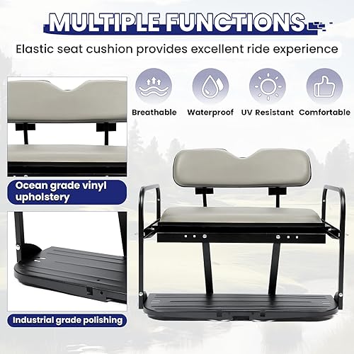 Miniatura 2 de HECASA Kit de asiento trasero abatible compatible con carrito de golf EZGO Marathon Pre-1994 abatible, plegable, plegable, asiento trasero blanco