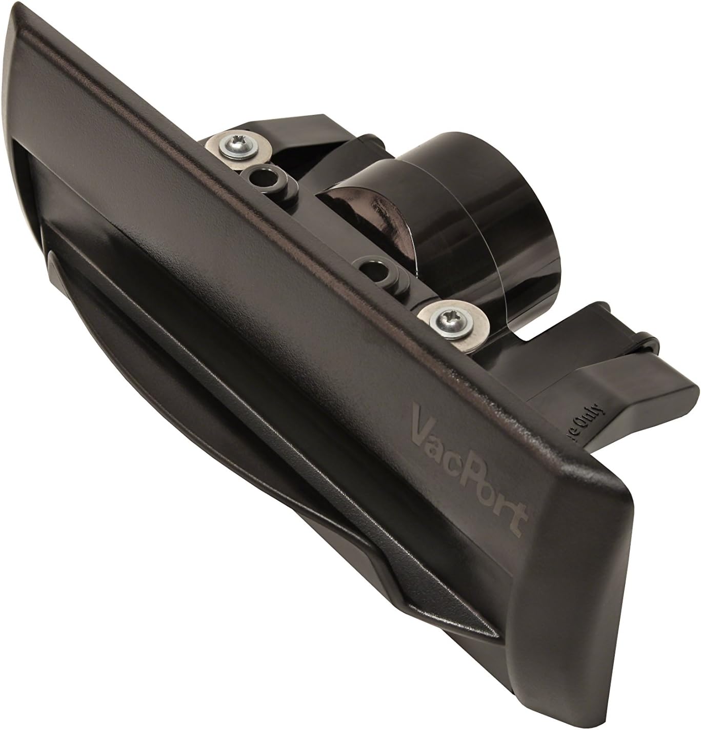 VacPort with LED Lighting and Installation Kit (Black). Replacement part for VacPan and VacuSweep. Made in USA. Unbreakable. Installation kit includes wiring.