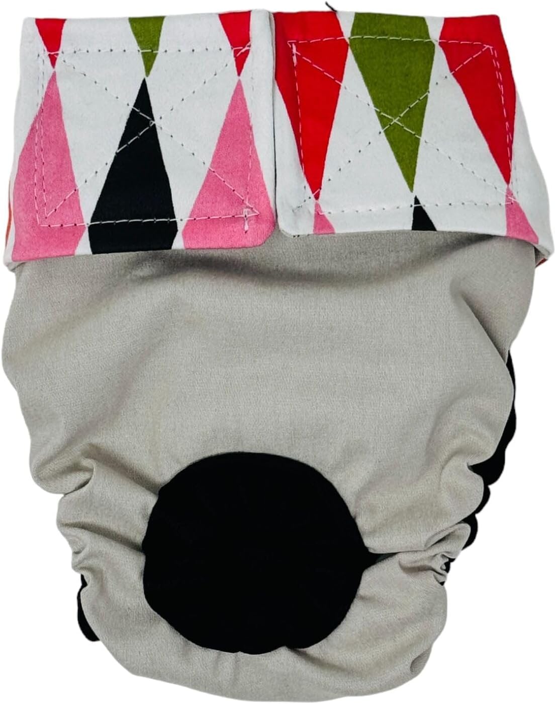Fancy Harlequin on Frosty Cream Dog Diaper, L, Without Tail Hole - Made in USA