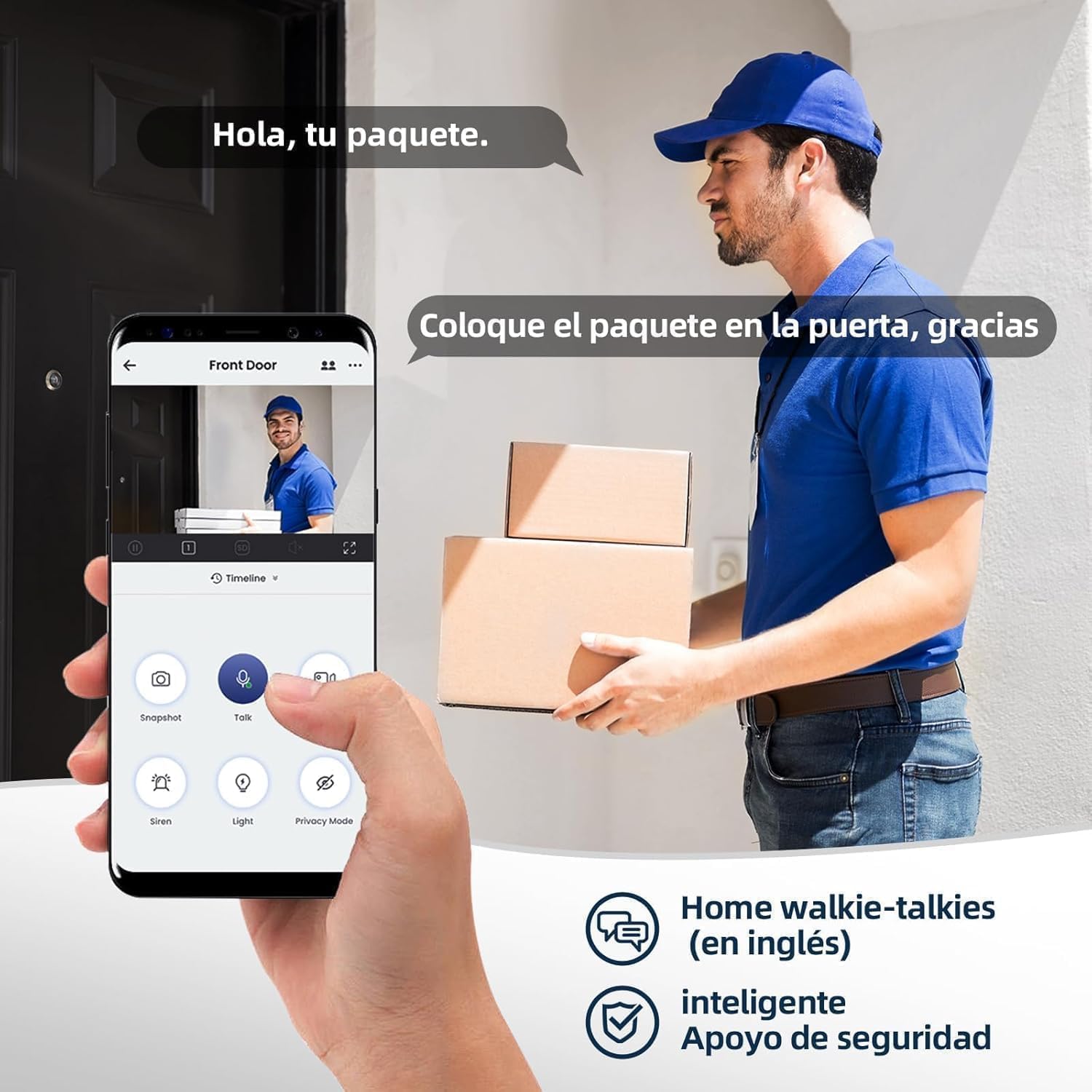 Genérico Timbre Inalámbrico Exterior Impermeable con Cámara HD 1080P - Videoportero WiFi con Visión Nocturna, Visión Nocturna, Audio bidireccional, Instalación Fácil por App Cuenta Propia