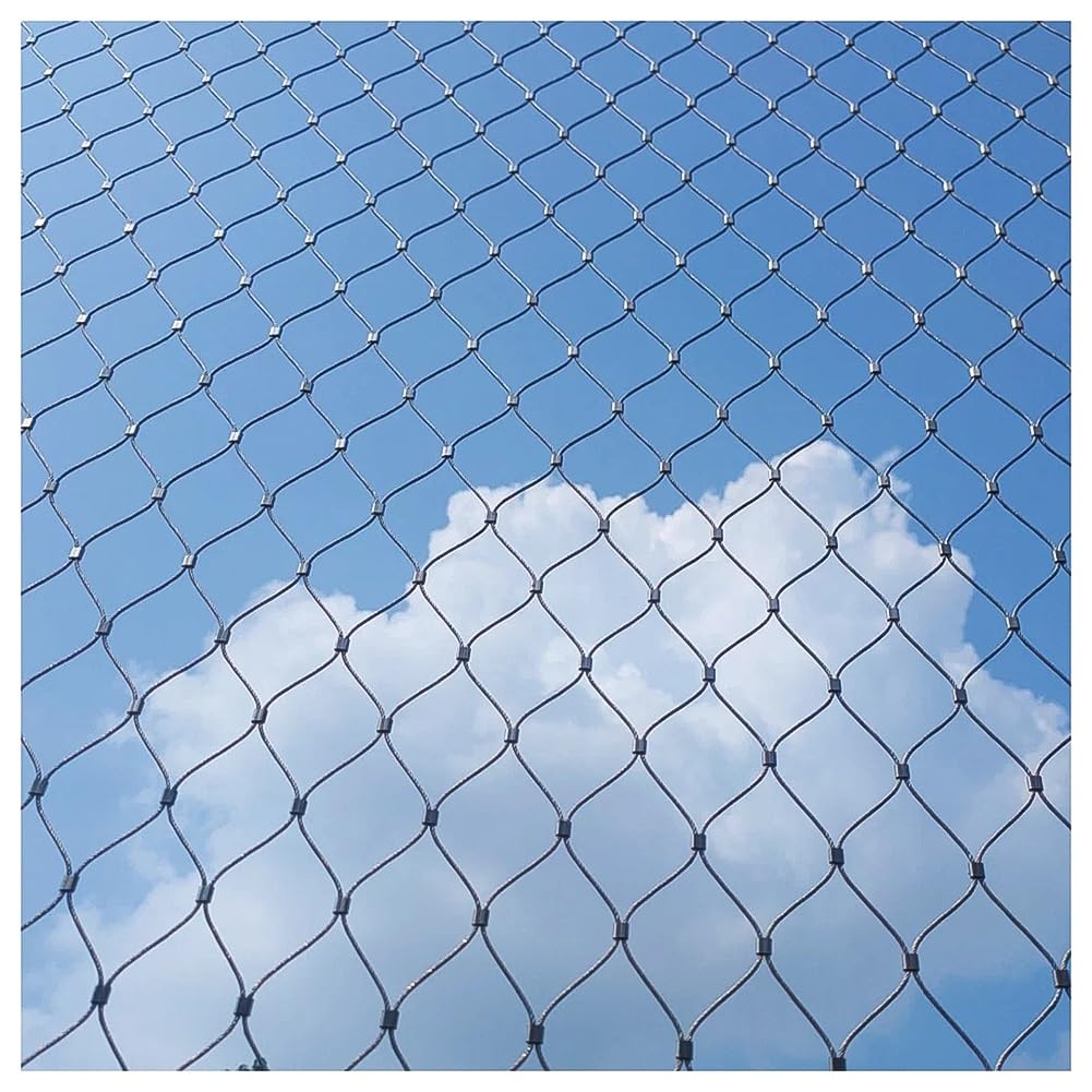304 Stainless Steel Wire Mesh, Prime Bird Net, Flexible Stretchable Balustrade Infill Mesh, Plant Climbing Net, Flame Resistant & UV Protected Physical Barrier(Silver-2mm,1x1m)