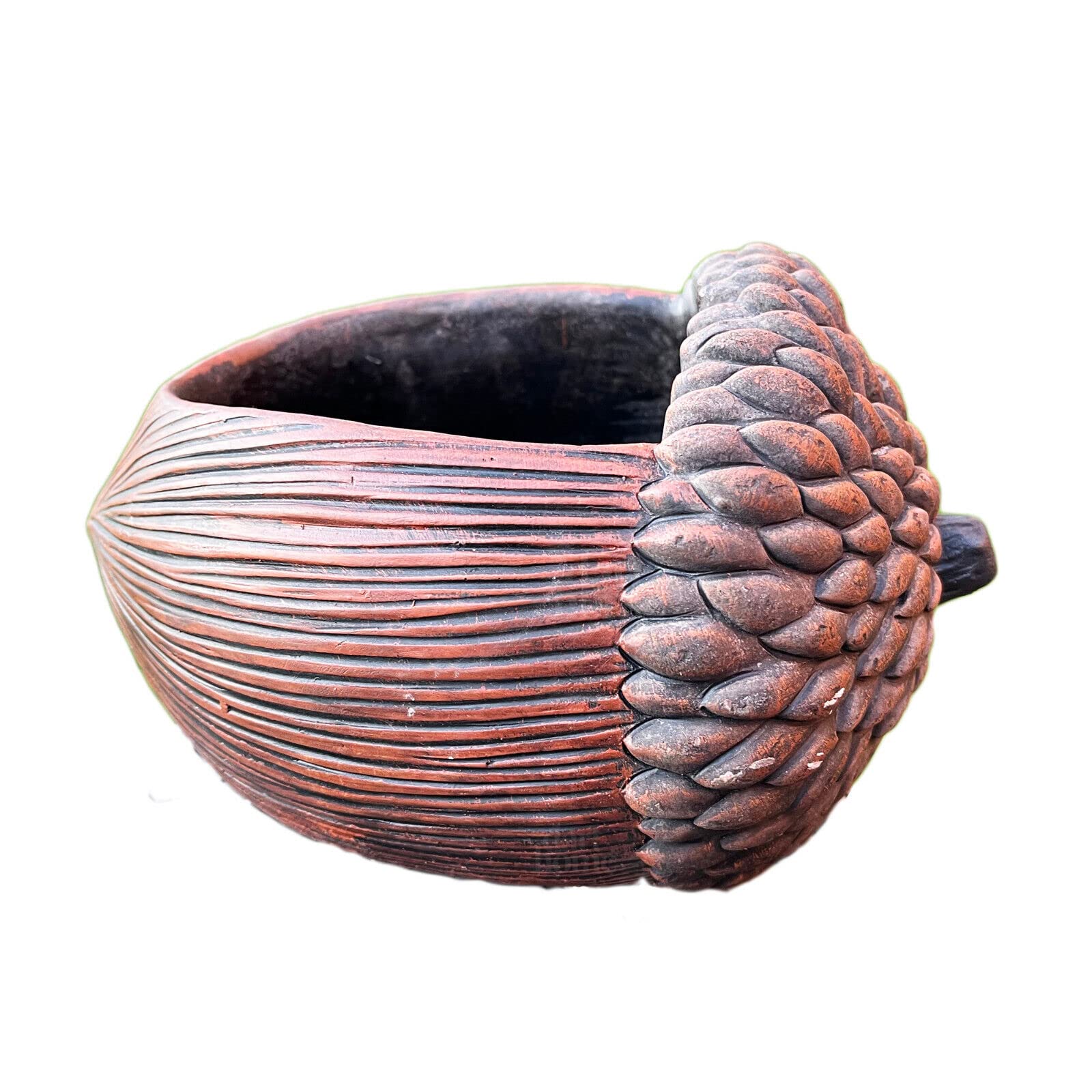 Darthome Brown Cement Acorn Planter Large Drainage Hole Outdoor Nature Nut Pot Sculpture 20Cm