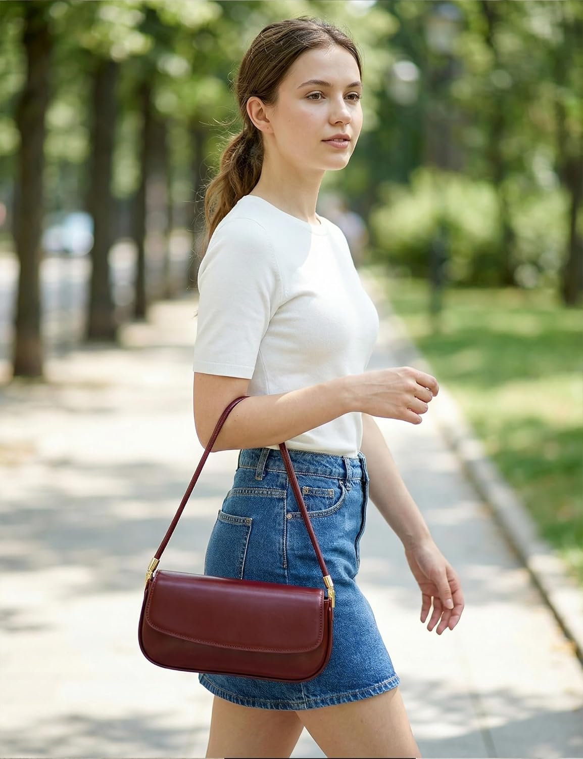 Shoulder Bags for Women Leather Small Clutch Purse Genuine Leather Mini Hobo Handbag