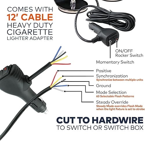 Miniatura 5 de LAMPHUS - Luz estroboscópica NanoFlare NFMB40 de emergencia (LED, 40 W), color azul, 12", Ambar