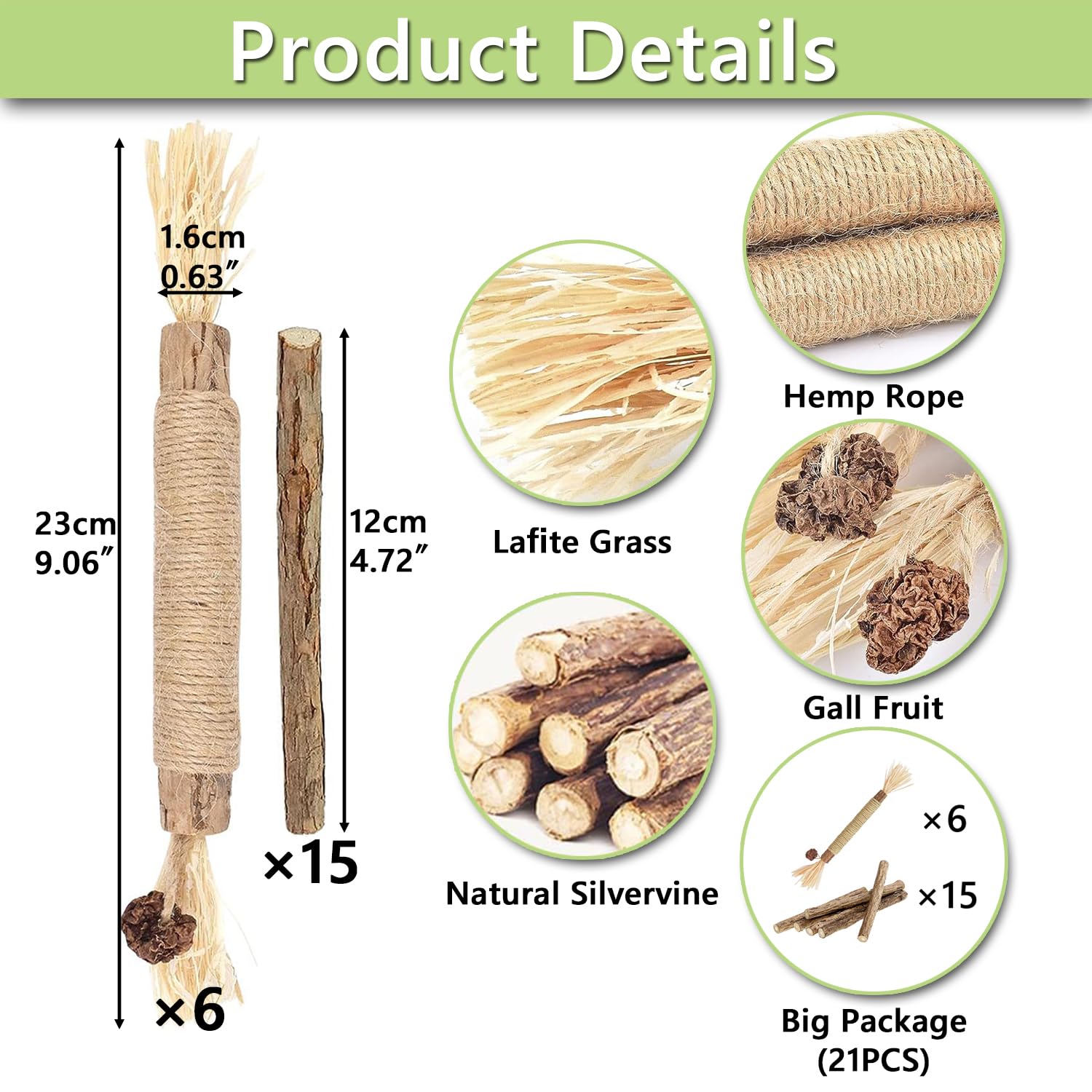 21PCS Catnip Toys for Cats Kitten Silvervine Sticks, Catnip Matatabi Sticks - Image 3
