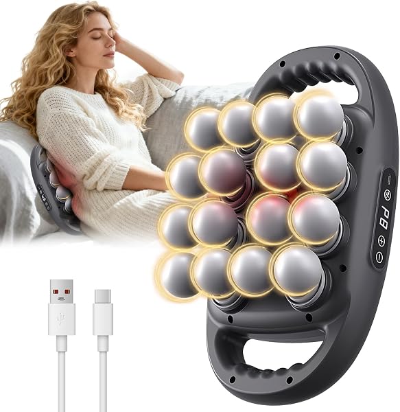 16-Head Massage Gun Deep Tissue Massager, Portable Back Massager with 9 Modes & 9 Intensities, 16-Head Wide Coverage, 50kg Deep Pressure, for Neck, Back, Shoulders, Legs (Basic) - 1