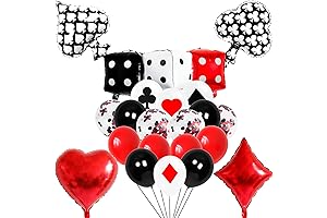 23 Piece Casino Party Balloons Red and Black Foil