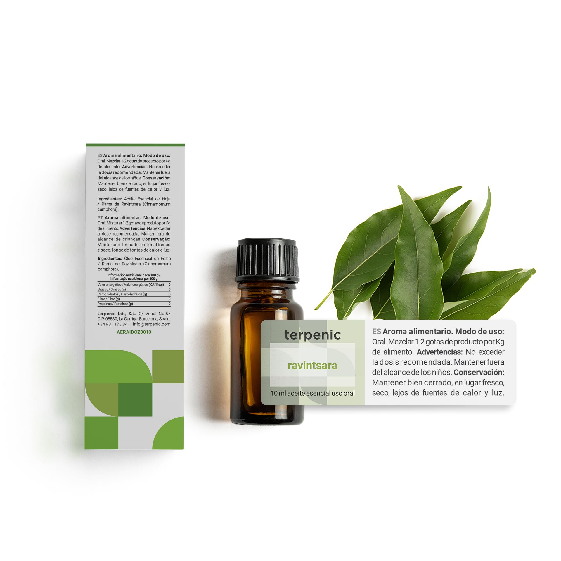 TERPENIC - Aceite Esencial de Ravintsara (Cinnamomum camphora) - 100 ml - Uso Oral – Formato profesional de alto rendimiento