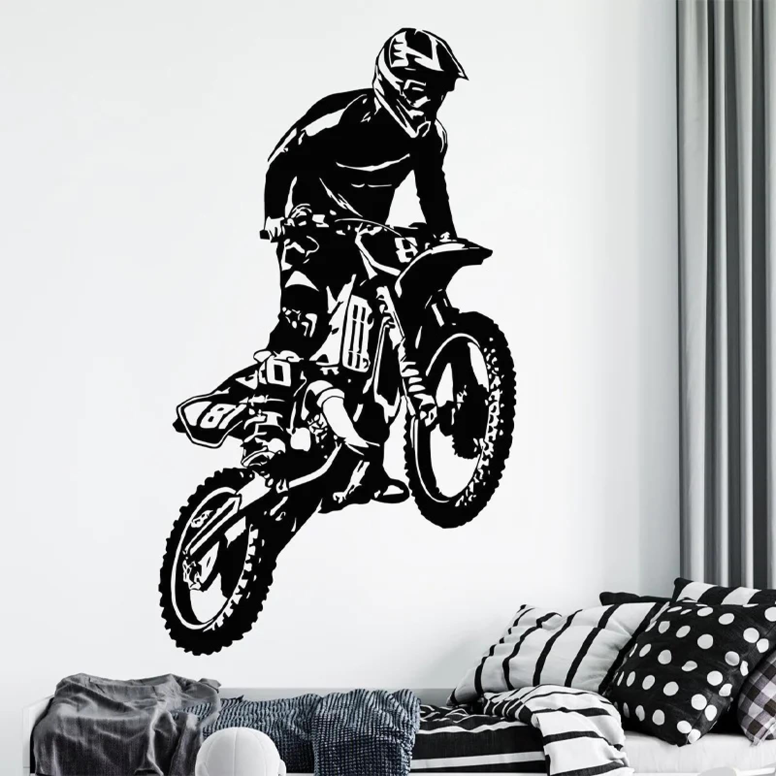 YOUOUSI Motorcycle Off-Road Vehicle Decals, Cool Racing Driver wall Stickers for Boys and Teenagers, Bedroom Home Decoration.