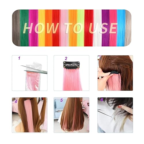 Miniatura 4 de 12 extensiones de cabello sintético con clip de color gris plateado, de 20 pulgadas, extensiones de cabello sintético liso con clip, para mujeres y