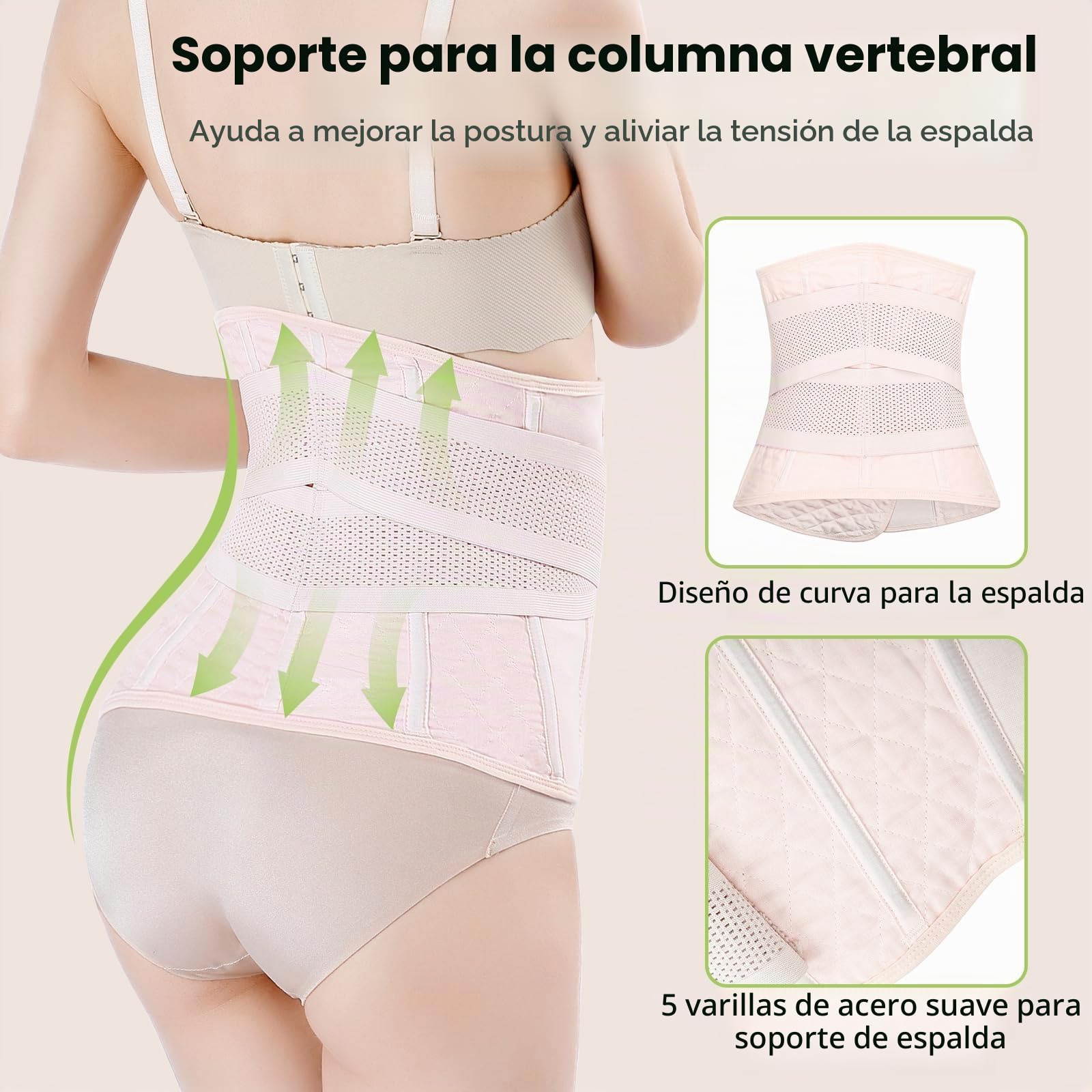 Faja posparto para recuperación de cesárea, Soporte de Espalda, Faja para el Vientre, Faja Moldeadora, Rosa, M (27/33W)