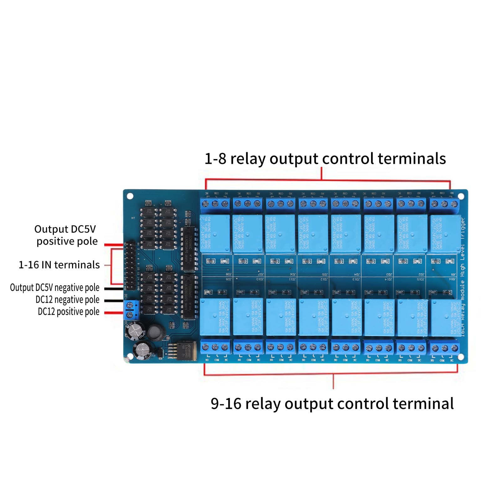 Modulo relè da 16 K, interfaccia microcontrollore, relè di potenza con scheda modulo optoaccoppiatore, domotica