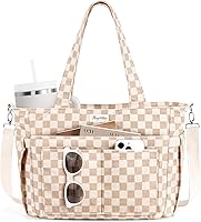 Bagstellar Corduroy Tote Bag for Women: 17 Pockets Laptop Work Bag, 40oz Tumbler Holder, Machine Washable Travel Teacher Nurse Bag