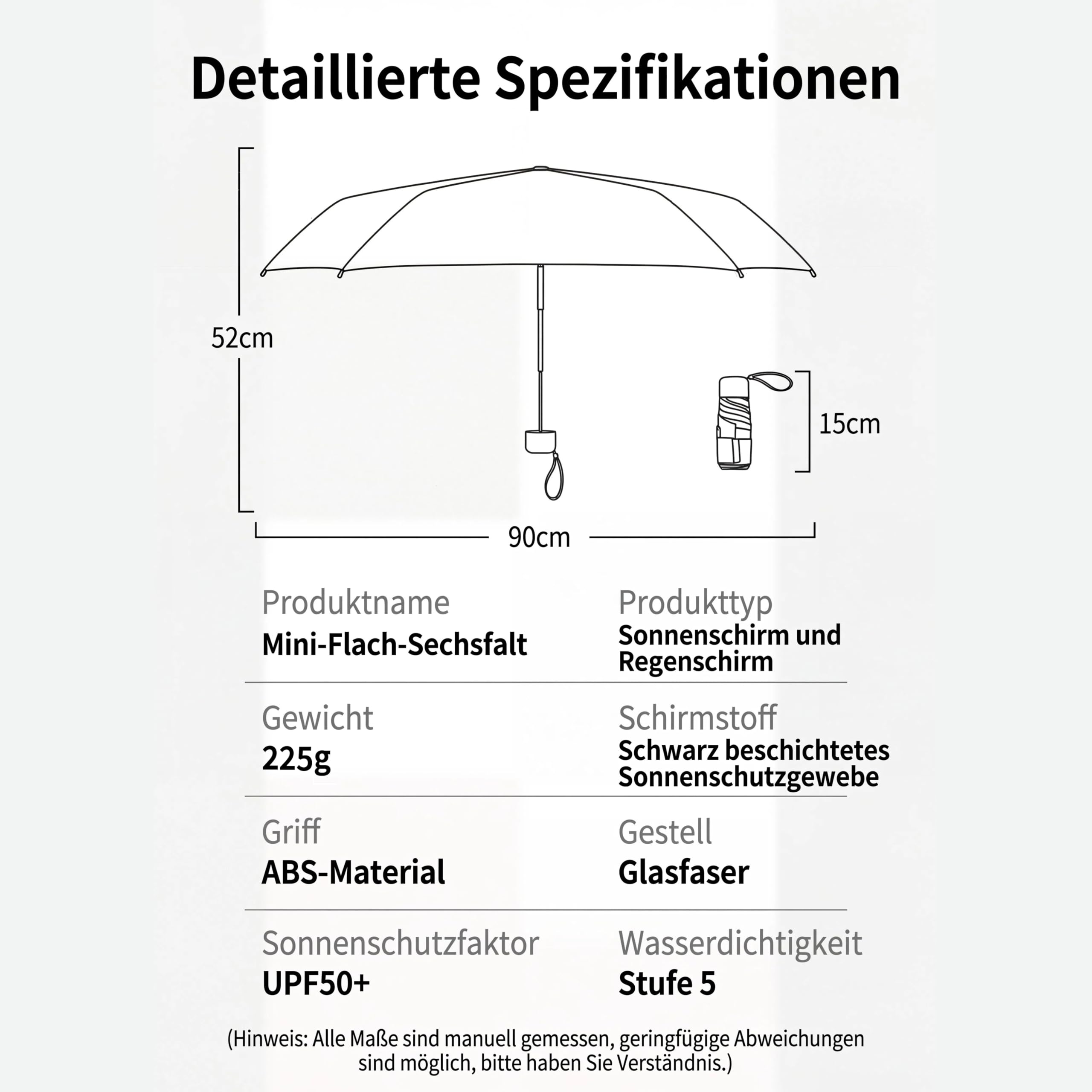 Ombrello Piccolo, Mini Ombrello Tascabile, Pieghevole Ombrellos da Viaggio, Ombrellos Anti-Uv Per Pioggia, UPF 50+, Portatile Leggero Compatto, per Donne Uomini