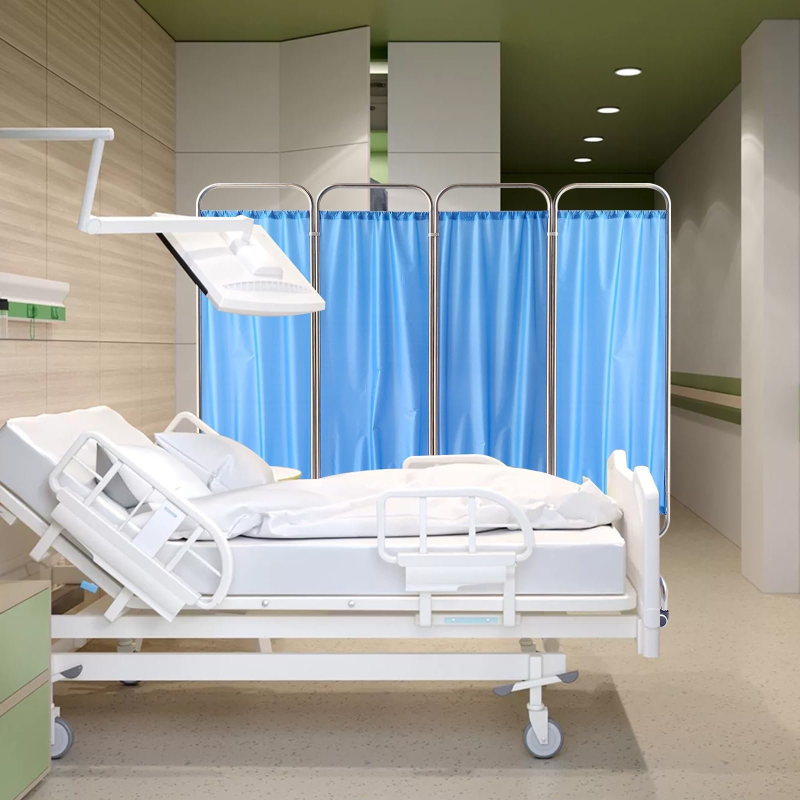 Przenośny parawan medyczny, parawan, składane zasłony z kółkami do sal egzaminacyjnych, szpitali, domów opieki, pogotowia, parawan medyczny (4 panele)