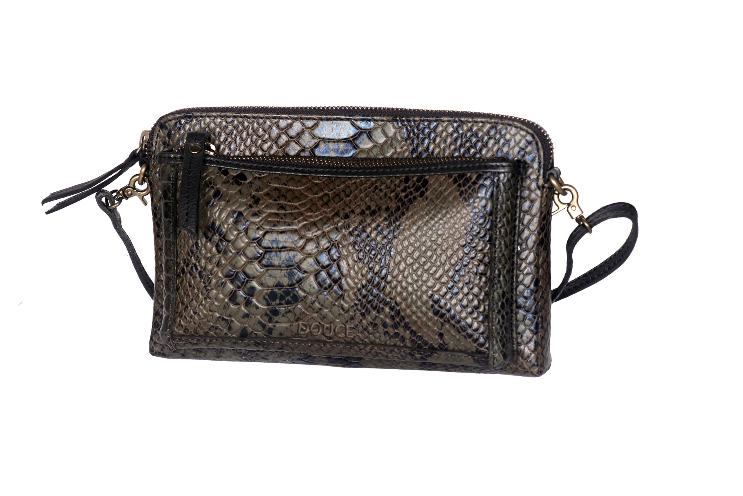 DOUCE Ladies sling bag leather 3D croco print