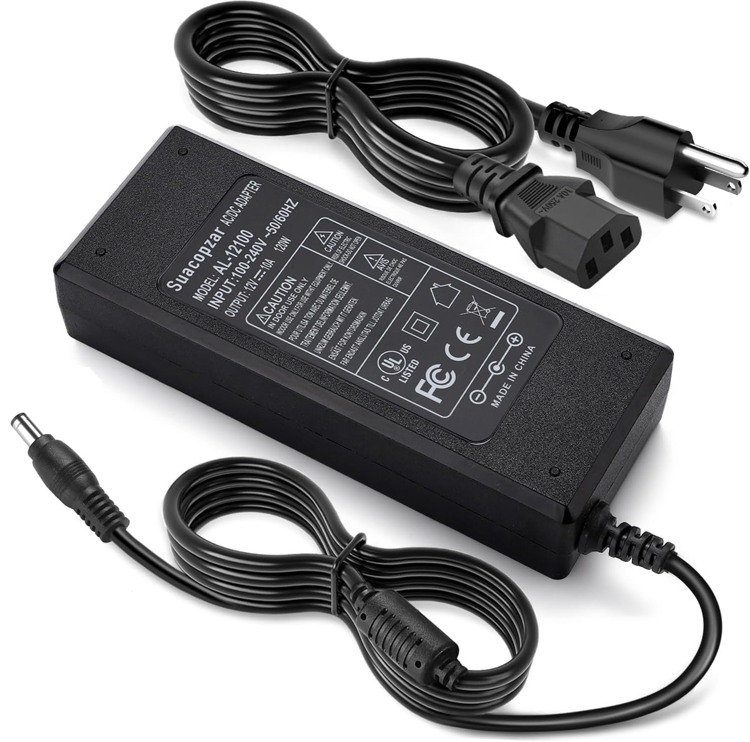 Amazon.com: 120W 12V 10A Power Supply AC to DC Adapter, Type B 3 Pin Power  Supply Transformer 5.5x2.5mm & 5.5x2.1mm Tip, AC 100V-240V to DC 120W  Switching Converter for LED Strip Light