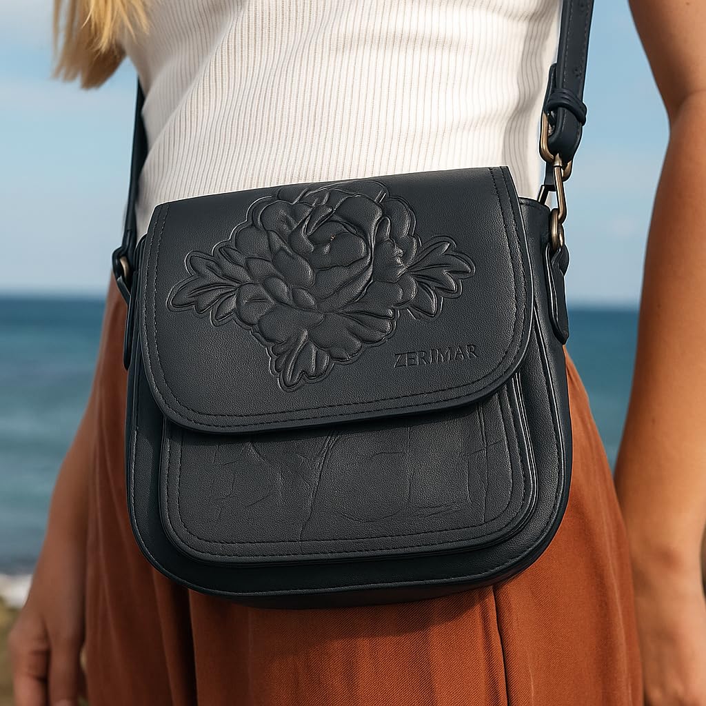 ZerimaBolso Bolso Bandolera Pequeña Piel Natural | Bolso Bandolera Mujer | Bandolera Casual | Medidas 19x19x8