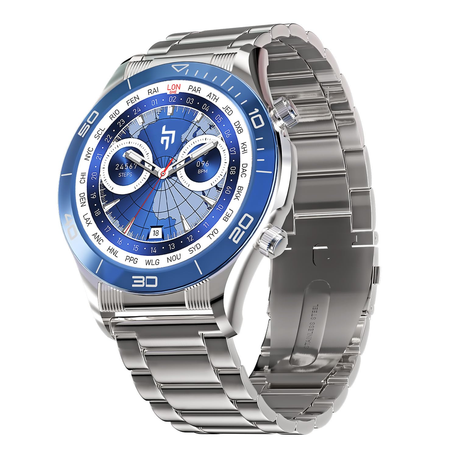 CrossBeats Monarch 1.43” UHD Infinite Display Smartwatch| Advanced Bluetooth Calling| 700 Nits| 125+Sports Modes| Spo2 Tracking| 360 * 360 Pixels (Round Silicone - Blue) (B0C7WF7SGY) Amazon Price History, Amazon Price Tracker