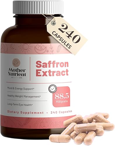 Mother Nutrient - Suplementos de extracto de azafrán para mujeres y hombres, suplemento de extracto de azafrán puro, puro azafrán sativus - Sin OMG,