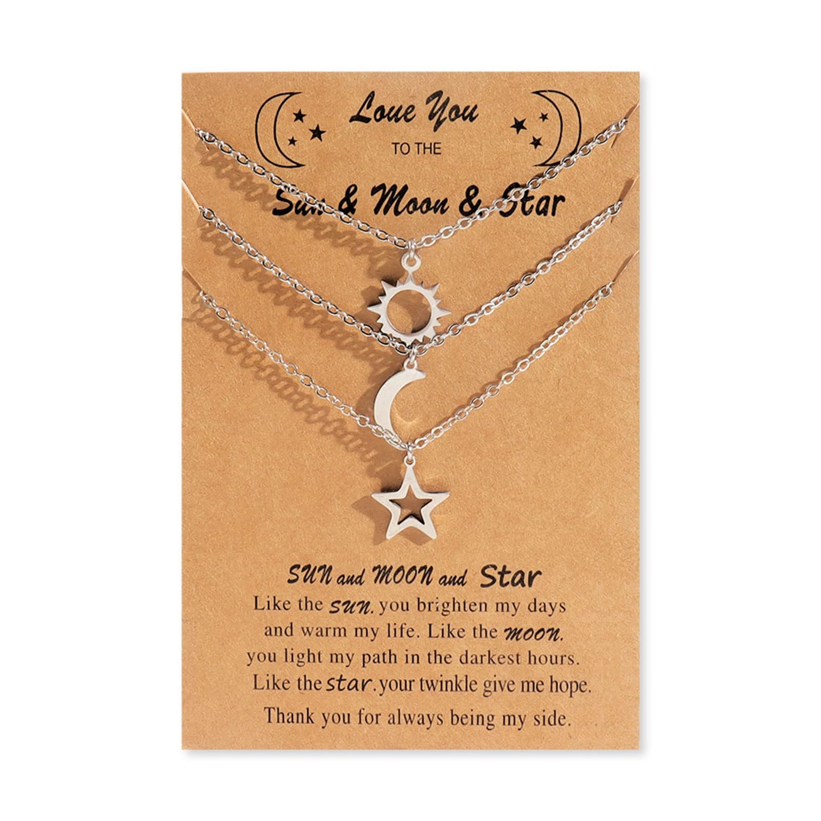 Friendship Necklaces for 3 Girls Cute BFF Necklace for Women Best Friend Necklace Dainty Sun Moon Star Necklaces Long Distance Relationship Necklace…-image-12