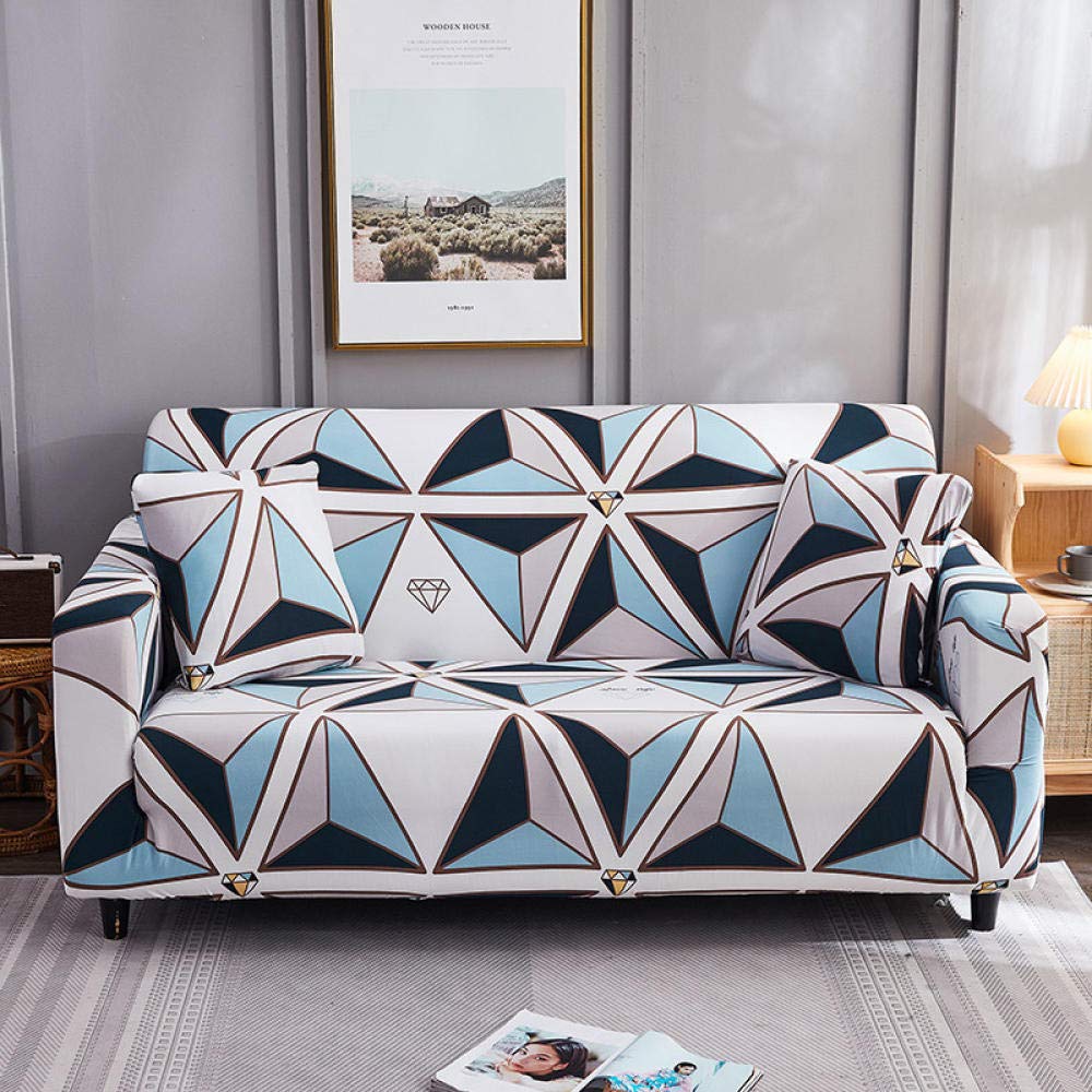 KYLN Elastic Stretch Sofa Cover for Living Room Geometric Lines Couch Case for Loveseat Chair L-Style Sofa Case 1/2/3/4 Seat-T16 Diamond_235-300cm 4-Seat