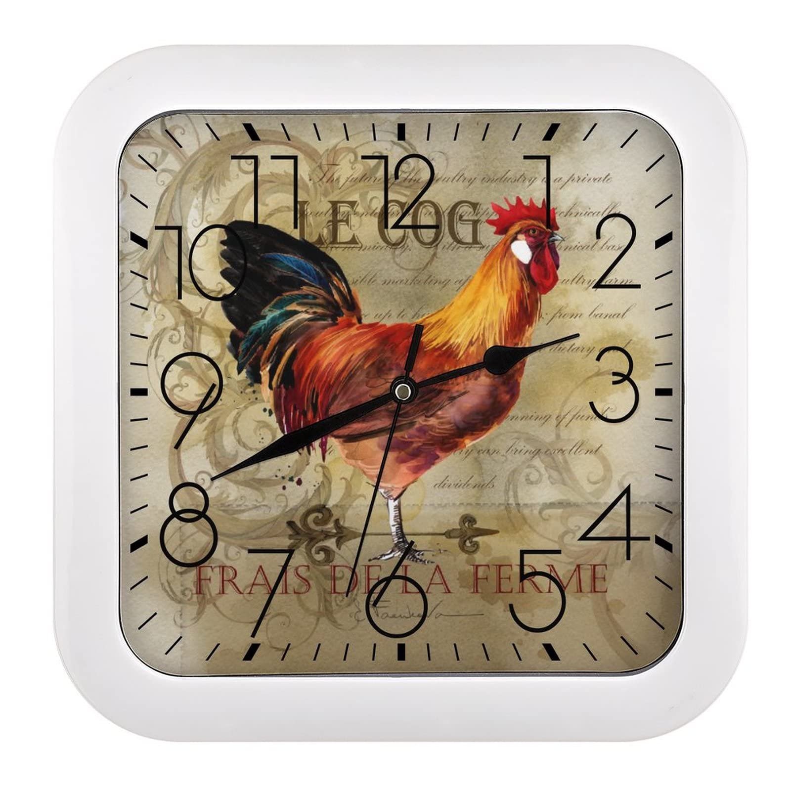 Pendule murale silencieuse Coq Moderne pour stopper le bruit du tic-tac dans la chambre