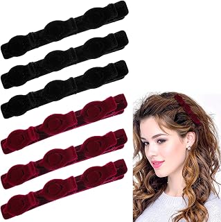TIESOME 6PCS Women Braided Hair Clips, Double-layer Non-Slip Flocking Barrettes Women Hair Accessories for Thick Straight Curly (Red, Black)