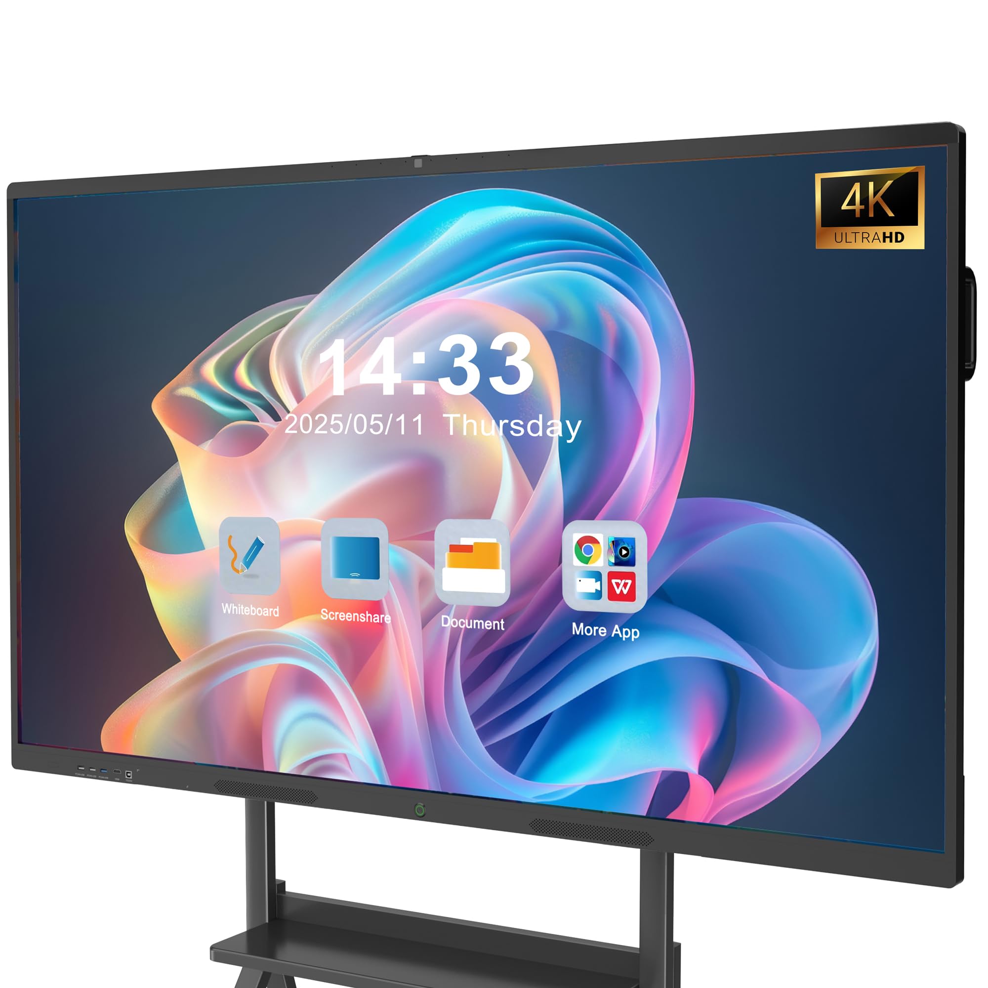 YCKJNB 85 inch 4K Touchscreen Smart Board, UHD Display Electronic Whiteboard, 8GB RAM, 128GB ROM, Built in Ultra High Definition Camera, Microphone, Support WiFi, Bluetooth, HDMI (Wall Mount Only)