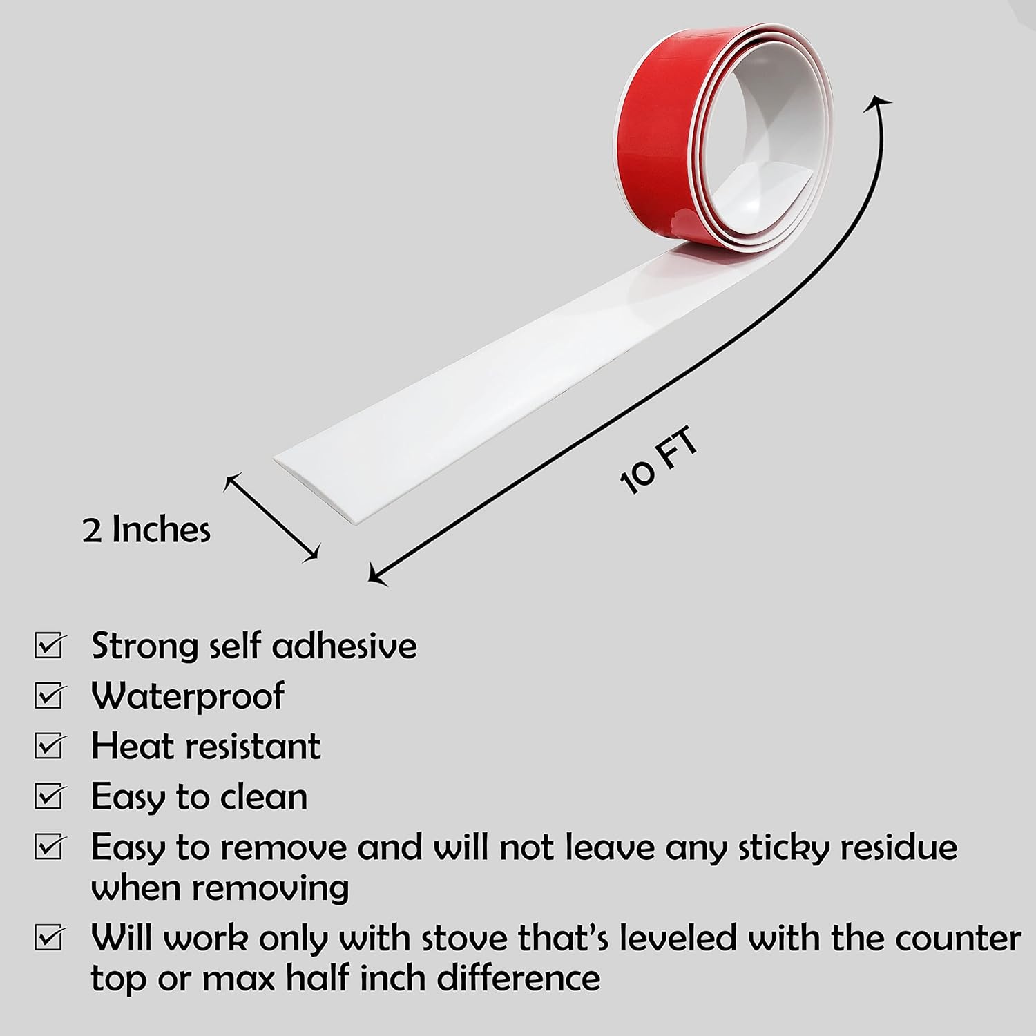 Rubber Bond Kitchen Stove Gap Covers, Self-Adhesive Stove Counter Gap Cover for Oven, Stovetops & Counters | Flexible Stove Space Fillers & Easy to Clean (120 Inches, White)