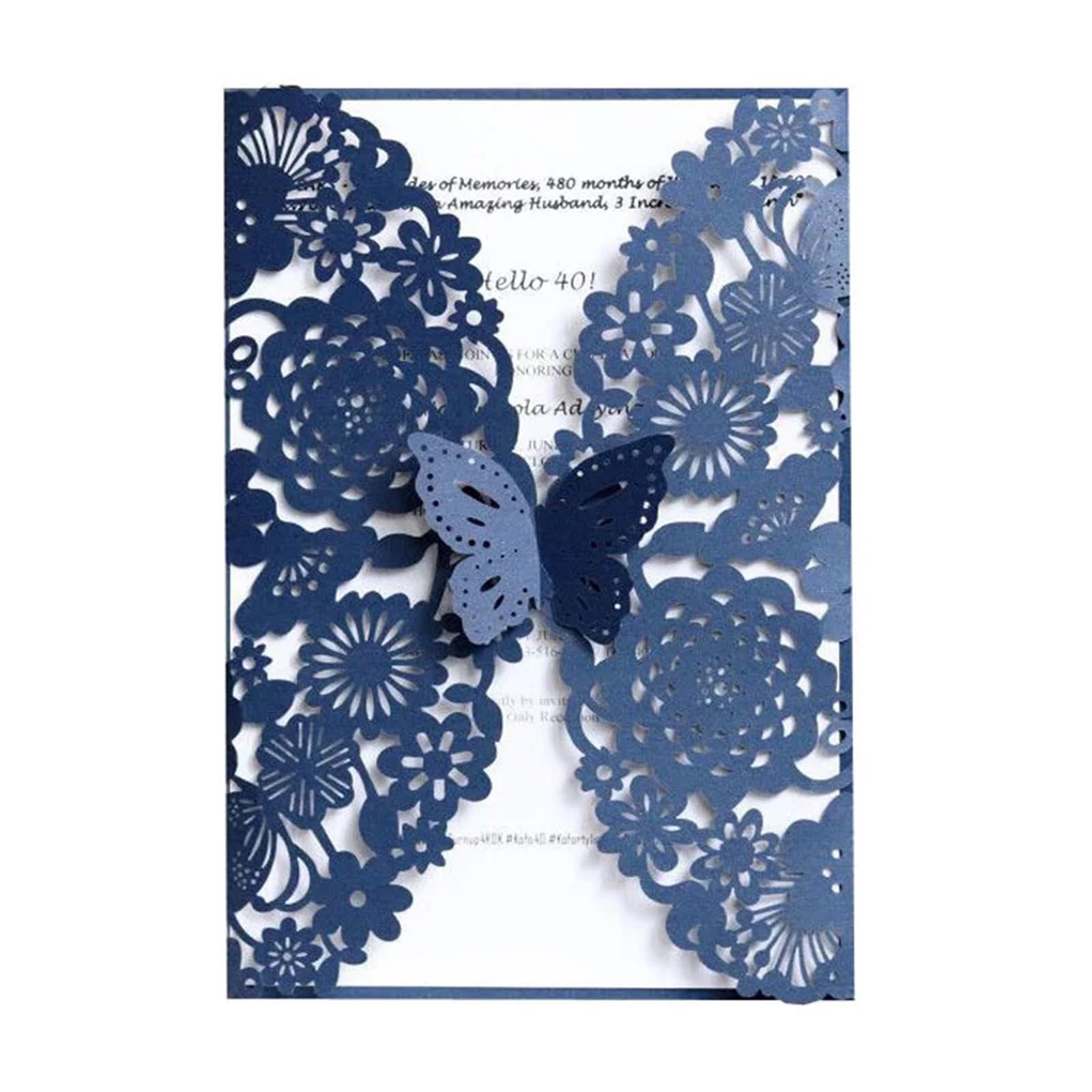 Hochzeitseinladungen Karte 10/20/50 stücke Schmetterling Hochzeit Einladung Karte Laser Cut Blume Einladung Abdeckung Festival Party Grußkarte(20pcs)