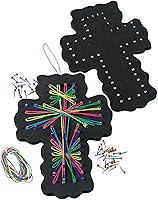 Fun Express Faith String Art Craft Kit for Girls 8-12: 12 Cross Projects, Religious DIY Crafts, Perfect Tween Birthday Gift
