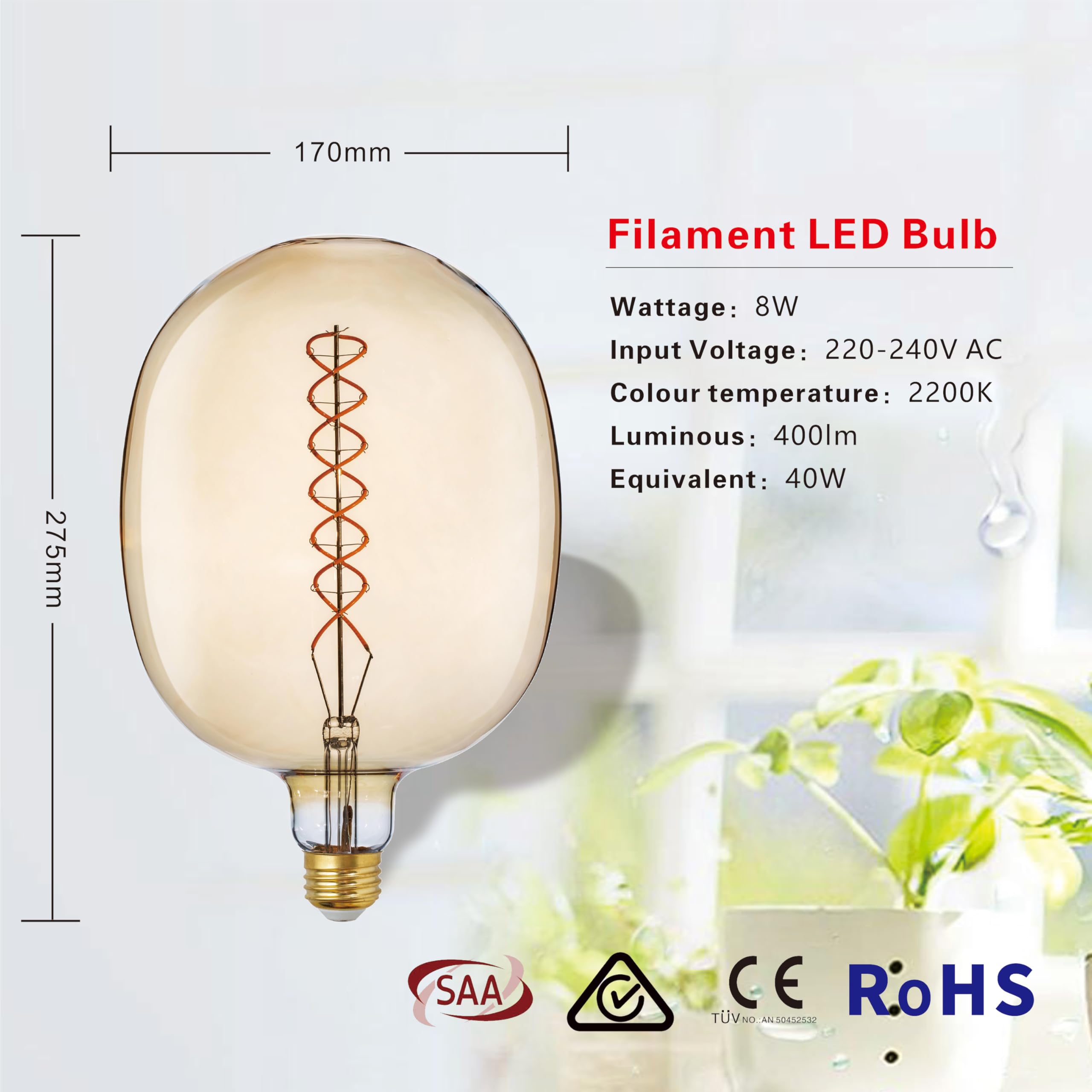 Lampadina LED E27 8W 560lm 2700K Luce Calda Decorativa a Stella 5 Punte in Plastica e Alluminio Stile Retrò per Interni e Festival Ideale per Illuminazione Casa e Decorazione Festiva Effetto Vintage