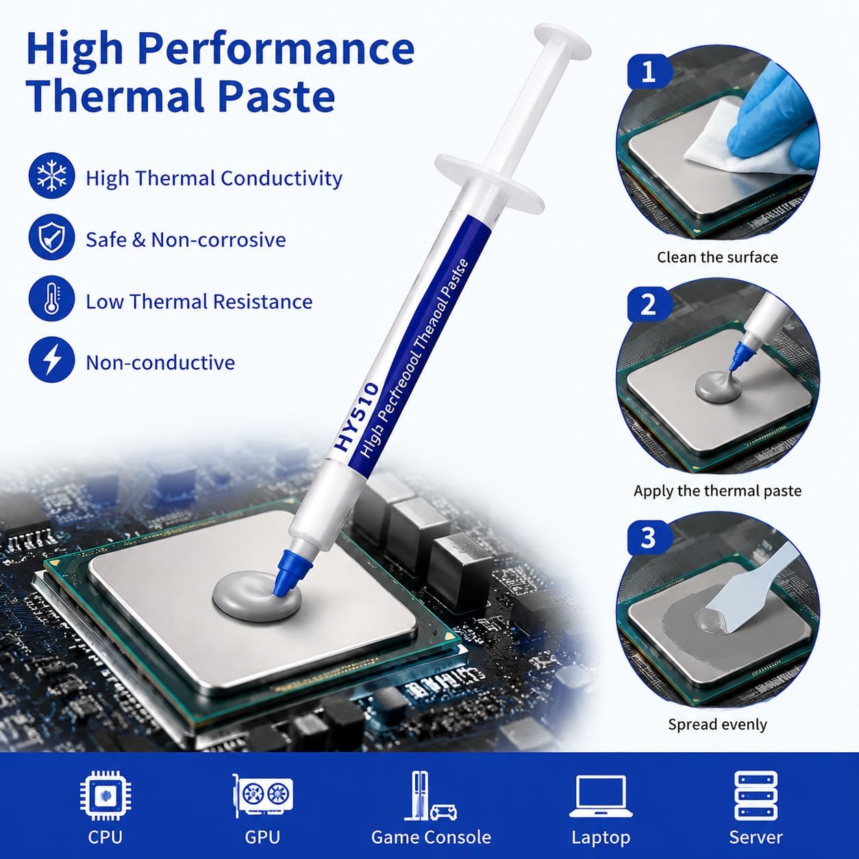 HY510-20PCS(1PCS-1g) CPU Thermal heatsink Paste Silicone Grease Compound Carbon Based High Performance Non-Conductive for pc CPU gpu PS4 20 Gram