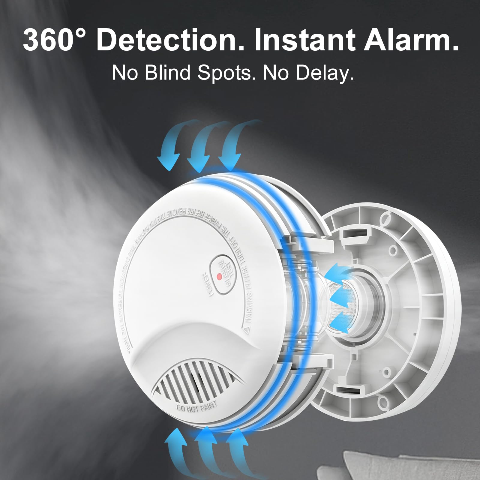 Détecteur de Fumée WiFi Intelligent avec Batterie au Remplaçable, Notification d'App, Fonction silencieuse et Auto-Test, EN14604, Alarme 85 dB, Alarme Incendie WiFi Compatible avec Tuya/Smart Life APP