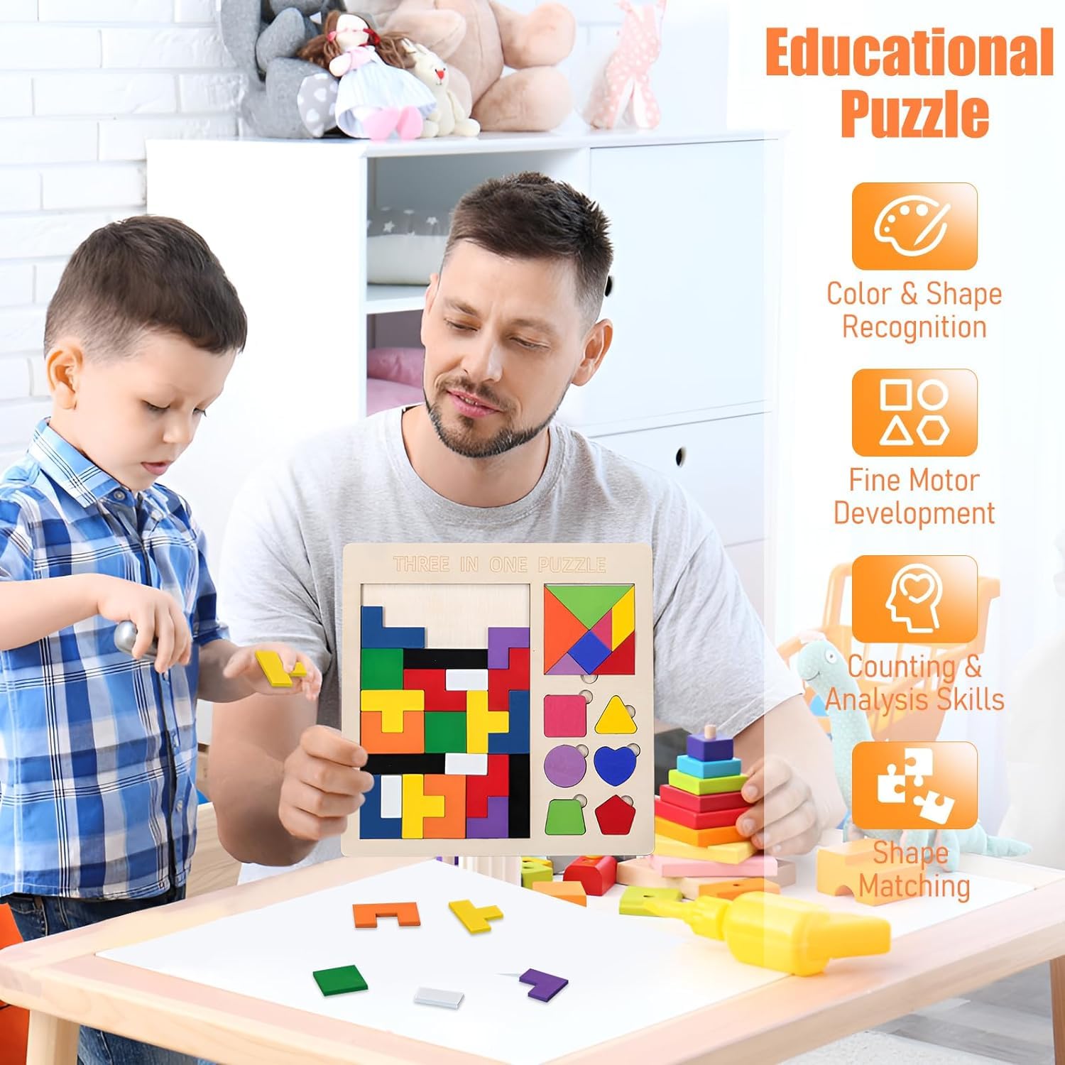 Giochi Bambini 3 4 5 6 Anni, Tangram Bambini Puzzle di legno Giochi Montessori 3 4 5 6 Anni Puzzle Bambini 3 4 5 6 Anni Regalo Bambina 3-6 Anni Giocattoli Bambini 3-6 Anni Gioco Educativo Giochi
